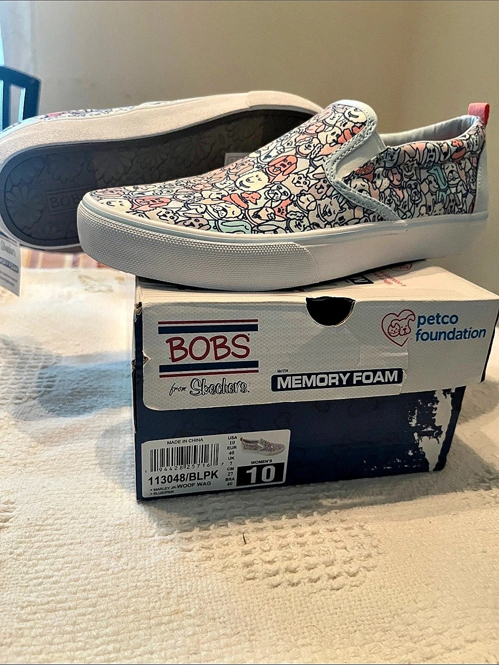 Skechers BOBS Marley Jr. - Woof Wag Gray & Pink Sneakers US 10